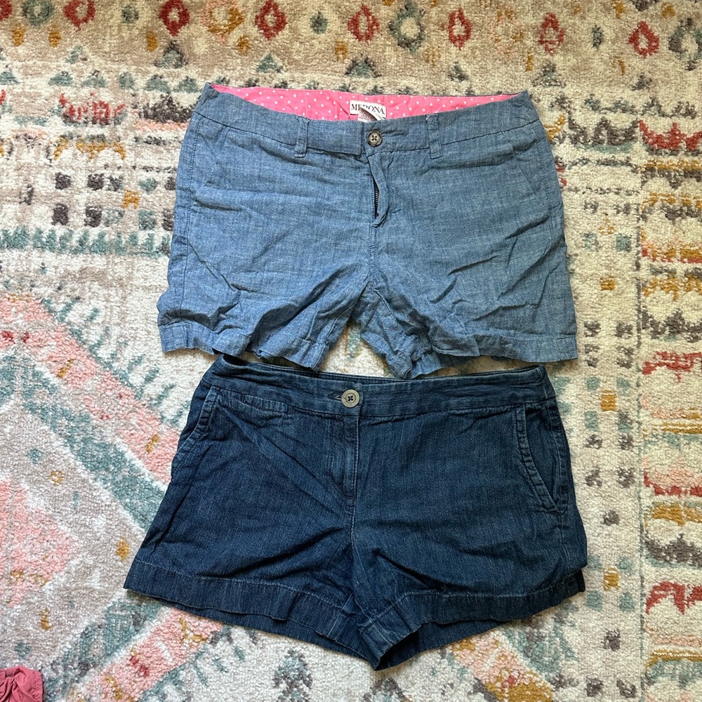 Size 4 Women's Blue Denim Shorts Bundle Anne Taylor Loft Petite